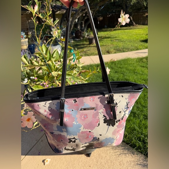 Nine West Floral Print Large Tote Bag – Pink, Purple & Blue - Picture 1 of 11